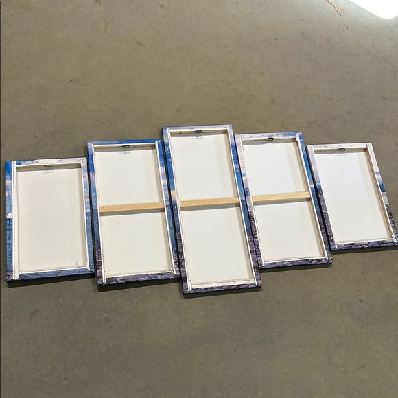 Five Panel Modern Canvas Beachscape wall hanging. - Picture 3 of 4